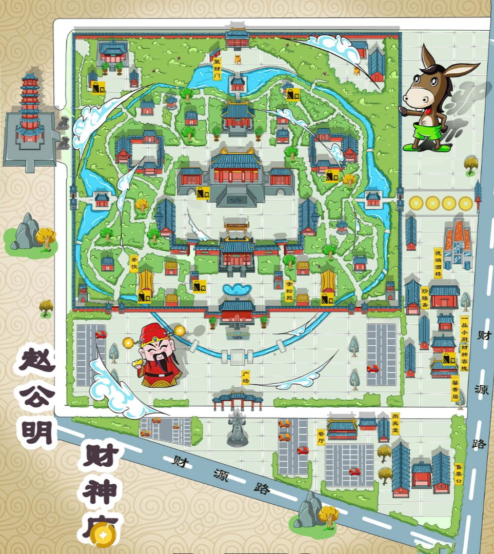岳阳寺庙类手绘地图